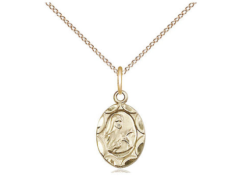 Small 14kt Gold Filled St. Theresa of Lisieux patron saint medal necklace with 18 inch chain by Bliss Manufacturing