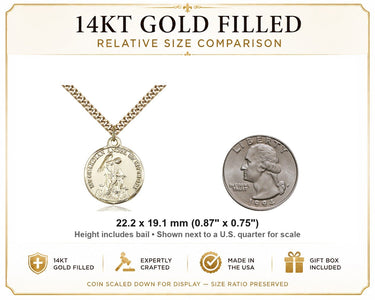14kt Gold Filled Medium Guardian Angel Pendant Necklace | 7/8" x 3/4" | 24" Chain | USA Made by Bliss