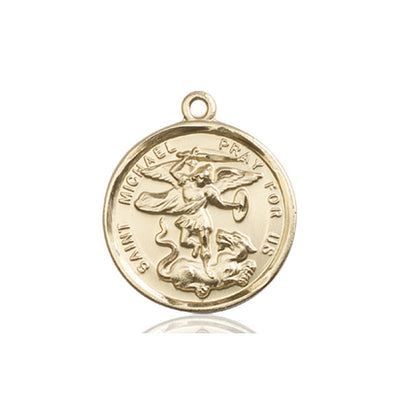 14kt Solid Gold Medium St. Michael Archangel Medal Pendant | 1 x 7/8 | Handcrafted in USA by Bliss
