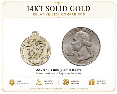 14kt Solid Gold Medium St. Michael the Archangel Medal Pendant | 7/8 x 3/4 | Handcrafted in USA by Bliss