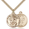 14kt Gold Filled St. Michael Patron Saint Medal Necklace 7/8 x 1 3/8 inches with 24 inch curb chain by Bliss