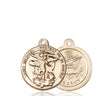 14kt solid gold St. Michael the Archangel patron saint medal pendant with Army emblem, 7/8 x 1-3/8 inches, handcrafted by Bliss Manufacturing