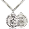 Sterling Silver St. Michael Archangel Patron Saint Medal Necklace 7/8 x 1 3/8 with 24 inch Chain by Bliss