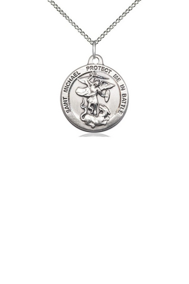 Sterling Silver St. Michael the Archangel Medal Necklace 7/8 x 3/4 with 18 inch Chain by Bliss