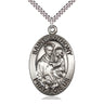 Large Sterling Silver St. Anthony Patron Saint Medal Necklace 1 5/8 x 1 with 24 inch Chain by Bliss