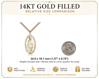 Collar con Medalla Milagrosa Grande de Oro de 14kt Relleno | Colgante de 3,5 cm x 1,9 cm | Cadena de 61 cm | Hecho en EE. UU. por Bliss