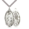 Sterling Silver Large Miraculous Medal Necklace 1 3/8 x 3/4 inches with 24 inch chain by Bliss