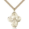 Medium 14kt Gold Filled 4-Way Catholic Medal Necklace 1 1/8 x 7/8 inches with 24 inch chain by Bliss