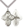 Sterling silver Catholic 4-Way Medal necklace 1 1/8 inch with 24 inch curb chain handmade by Bliss