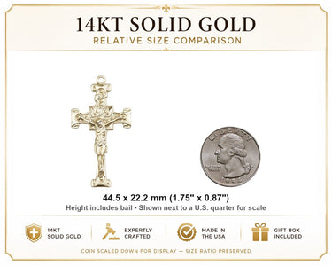 Men's 14kt Solid Gold Scrolled Crucifix Pendant
