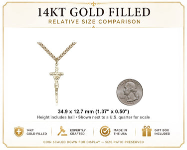 Large 14kt Gold Filled Papal Crucifix Necklace – 24″ Chain