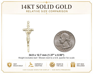 Large 14kt Solid Gold Papal Crucifix Pendant