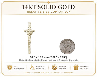 Men's 14kt Solid Gold Papal Crucifix Pendant