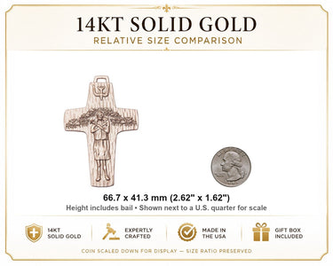 Large 14kt Solid Gold Good Shepherd Crucifix Pendant