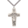 Sterling silver large Papal Crucifix necklace with 1.5x1 inch pendant on 24 inch curb chain, Bliss USA