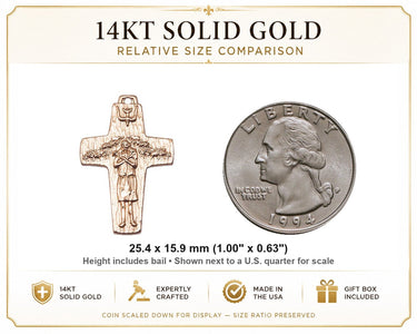 Women's 14kt Solid Gold Pope Francis Crucifix Pendant
