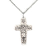 Sterling silver medium Papal Crucifix necklace with 1x5/8 inch pendant on 18 inch curb chain, Bliss USA