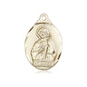 Medium 14kt solid gold St. Jude medal pendant, 7/8 x 1/2 inch, handcrafted in USA by Bliss Manufacturing
