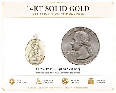 14kt Solid Gold Medium St. Jude Medal Pendant | 7/8 x 1/2 | Handcrafted in USA by Bliss