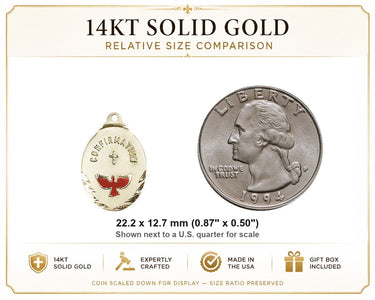 Medalla de confirmación de oro macizo de 14 kt 7/8 x 1/2 | Hecho a mano en EE. UU. | Bliss