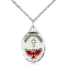 Sterling Silver Catholic Confirmation pendant necklace 7/8 x 1/2 inch with 18 inch chain by Bliss