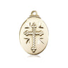 14kt Solid Gold Medium Catholic Cross Pendant 7/8 x 1/2 inch handcrafted by Bliss Manufacturing USA