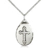 Sterling Silver Medium Catholic Cross Necklace 7/8 x 1/2 inch pendant on 18 inch chain by Bliss