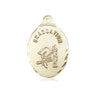 14kt solid gold Catholic graduation medal pendant 7/8 x 1/2 inch handcrafted by Bliss Manufacturing USA