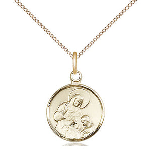 Collar con Medalla Pequeña de Santa Ana, Patrona, Rellena de Oro de 14 quilates | 5/8
