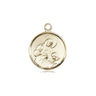 14kt solid gold small St. Ann patron saint medal pendant, 5/8 x 1/2 inches, handcrafted by Bliss Manufacturing