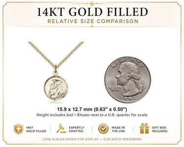 Collar con Medalla Pequeña de San Antonio, Patrono, de Oro Laminado de 14kt | 5/8" x 1/2" | Cadena de 18" | Hecho en EE. UU. por Bliss