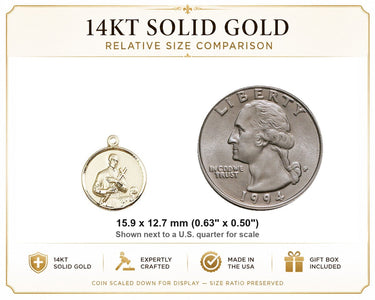 14kt Solid Gold Small St. Gerard Medal Pendant | 5/8"x1/2" | Patron Saint of Expectant Mothers | USA Made by Bliss