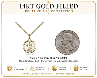 14kt Gold Filled Small Catholic Our Lady of Perpetual Help Medal Necklace | 5/8" x 1/2" | 18" Chain | USA Made by Bliss