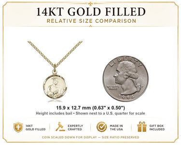 14kt Gold Filled Small St. Jude Patron Saint Medal Necklace | 5/8 x 1/2 | 18" Chain | USA Made by Bliss
