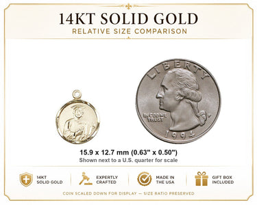 14kt Solid Gold Small St. Jude Medal Pendant | 5/8 x 1/2 | Handcrafted in USA by Bliss