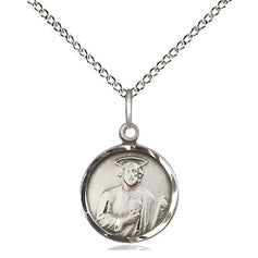 Small Sterling Silver St. Jude Patron Saint Medal Necklace 5/8 x 1/2 inches with 18 inch chain by Bliss