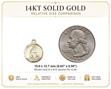 14kt Solid Gold Small Our Lady of La Salette Medal Pendant | 5/8 x 1/2 | USA Made by Bliss