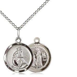 Sterling Silver Small Our Lady of La Salette Medal Necklace | 5/8