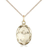 14kt gold filled Catholic baptism medal necklace 3/4x3/8 inch with 18 inch chain by Bliss Manufacturing USA