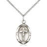 Sterling Silver Medium Catholic Crucifix Necklace 3/4 x 3/8 inch pendant on 18 inch curb chain handmade by Bliss USA