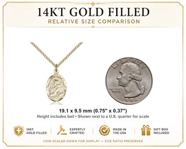 14K Gold Filled St. Anthony Oval Medal Necklace – Medium 3/4″ x 3/8″, 18″ Chain