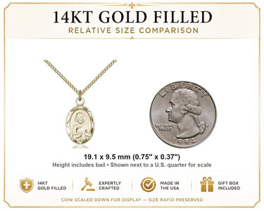 14kt Gold Filled Medium St. Jude Patron Saint Medal Necklace | 3/4" x 3/8" | 18" Chain | USA Made by Bliss