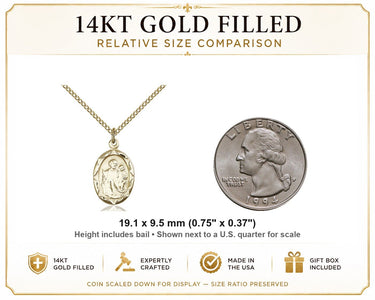 14kt Gold Filled Medium St. Joseph Patron Saint Medal Necklace | 3/4" x 3/8" | 18" Chain | USA Made by Bliss