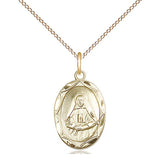 Gold Filled St. Frances Cabrini patron saint medal necklace, 5/8 x 3/8 inches, 18 inch chain, Bliss Manufacturing