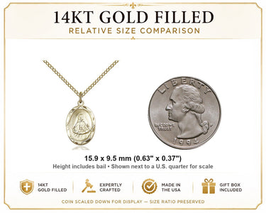 Gold Filled Small St. Frances Cabrini Medal Necklace | 5/8" x 3/8" | 18" Chain | USA Made by Bliss