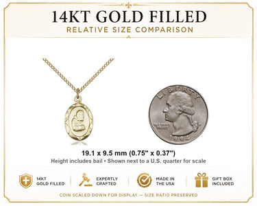 14kt Gold Filled Medium St. Pio Medal Necklace | 3/4x3/8" | 18" Chain | USA Made by Bliss