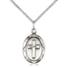 Sterling silver medium cross necklace 3/4 x 1/2 inch pendant with 18 inch curb chain USA made by Bliss