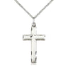 Sterling Silver Medium Cross Necklace 1 1/8 x 5/8 inches with 18 inch curb chain by Bliss Manufacturing
