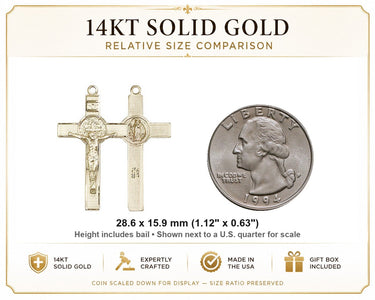Women's 14kt Solid Gold St. Benedict Crucifix Pendant