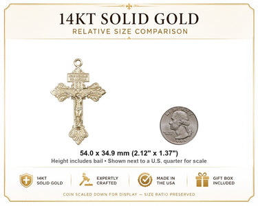Men's Pardon Crucifix 14kt Solid Gold Pendant